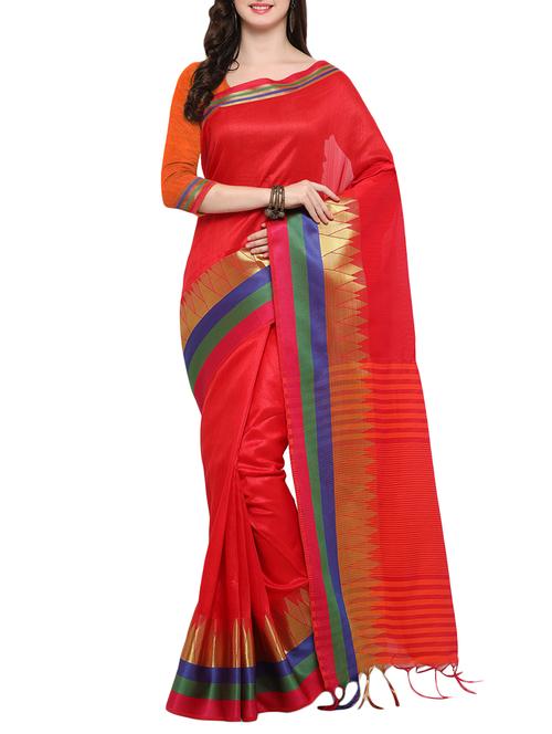 Red kheecha silk maheswari saree with blouse - 14538467 - Very Small Image - 1