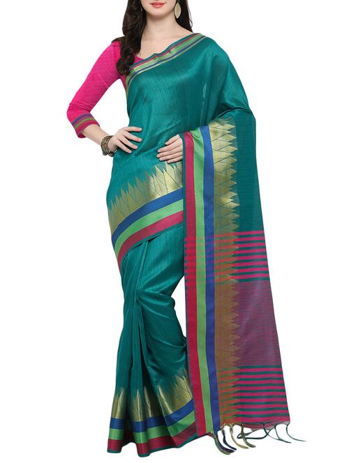 green kheecha silk maheswari saree with blouse - 14538469 - Very Small Image - 1