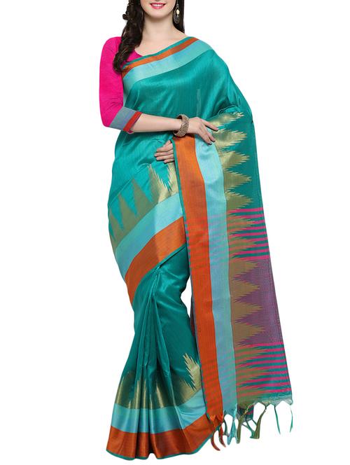 green kheecha silk maheswari saree with blouse - 14538475 - Very Small Image - 1