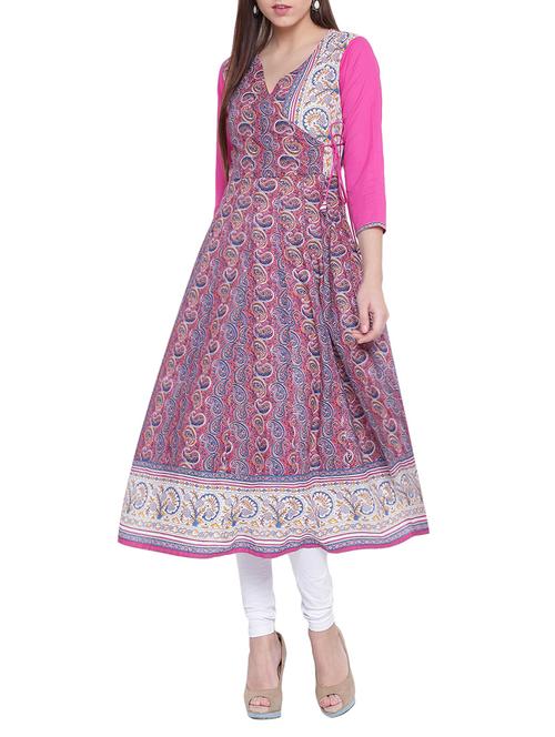 pink cotton angarakha kurta - 14538527 - Very Small Image - 1