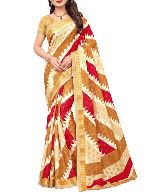 multi colored cotton printed saree with blouse - 14538542 - Very Small Image - 1