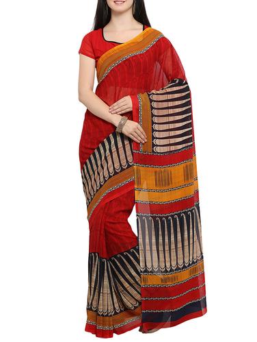 multi colored chiffon printed saree with blouse - 14538600 - Very Small Image - 1