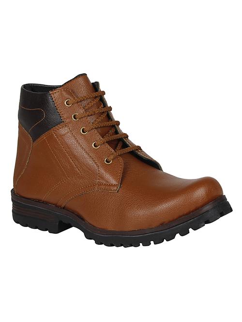 tan leatherette high ankle boot - 14538635 - Standard Image - 1