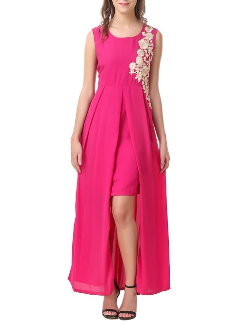 pink crepe gown dress - 14538706 - Very Small Image - 1