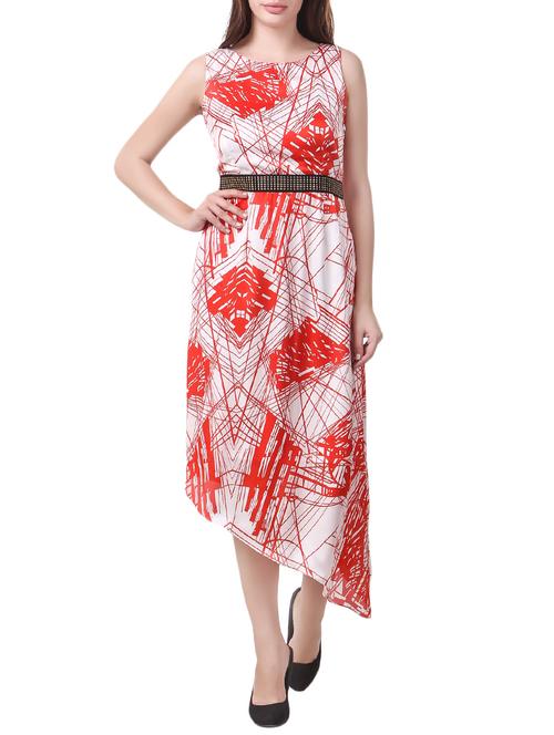 red crepe assymetric dress - 14538713 - Very Small Image - 1