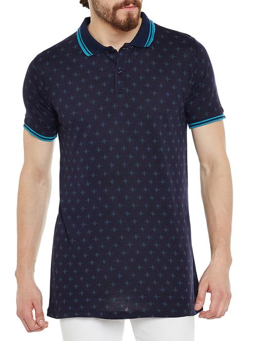 navy blue cotton all over print t-shirt - 14538759 - Very Small Image - 1