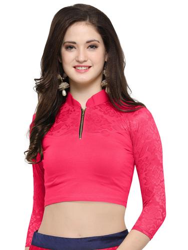 pink cotton lycra solid blouse - 14538788 - Very Small Image - 1