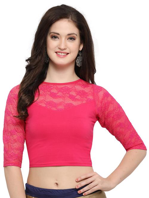 pink cotton lycra solid blouse - 14538806 - Very Small Image - 1