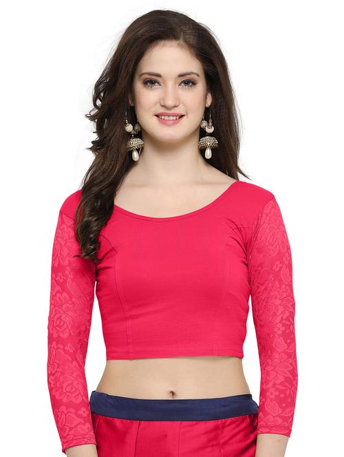 pink cotton lycra solid blouse - 14538810 - Very Small Image - 1
