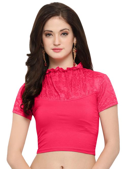 pink cotton lycra solid blouse - 14538818 - Very Small Image - 1