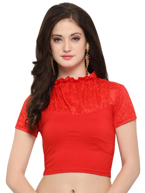red cotton lycra solid blouse - 14538819 - Very Small Image - 1