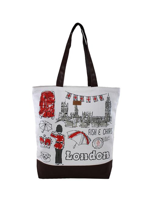 white canvas printed tote - 14538895 - Very Small Image - 1