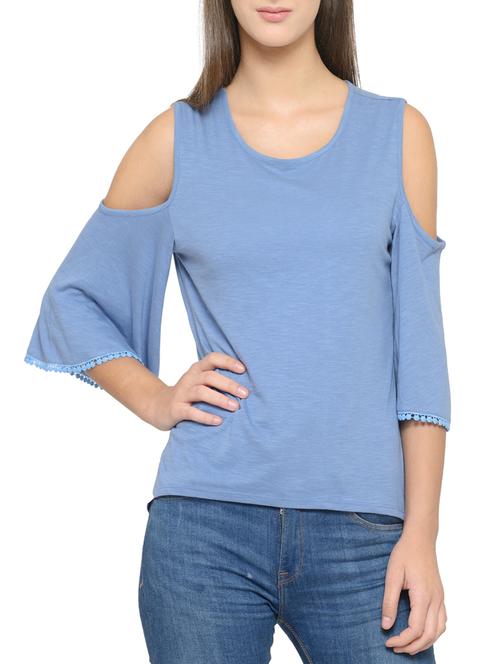 solid blue cotton top - 14539552 - Standard Image - 1