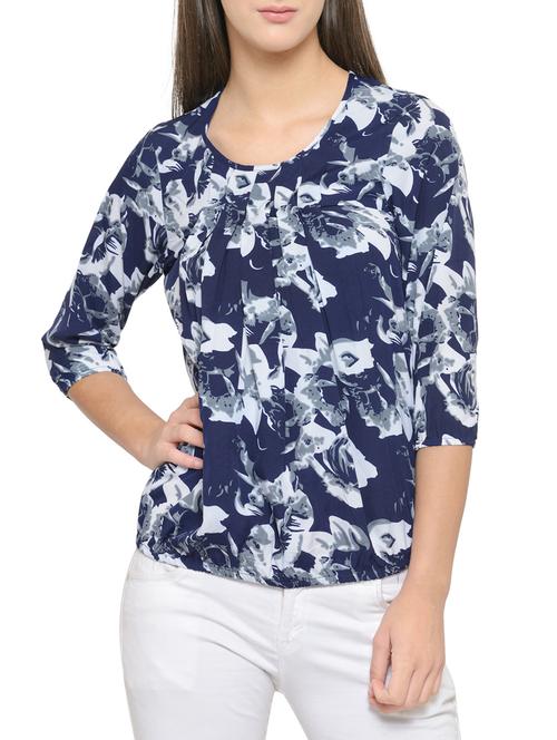 blue printed crepe top - 14539558 - Very Small Image - 1