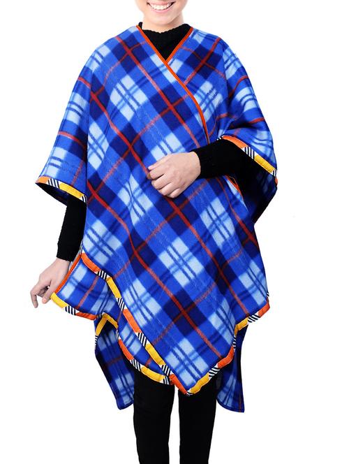 blue checkered woolen shawl - 14539652 - Very Small Image - 1