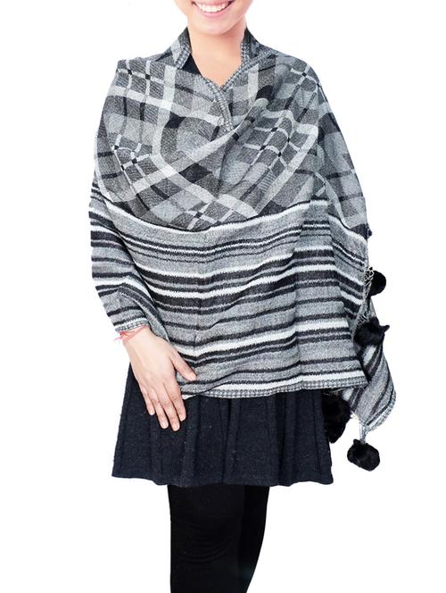 grey woolen stole - 14539659 - Very Small Image - 1