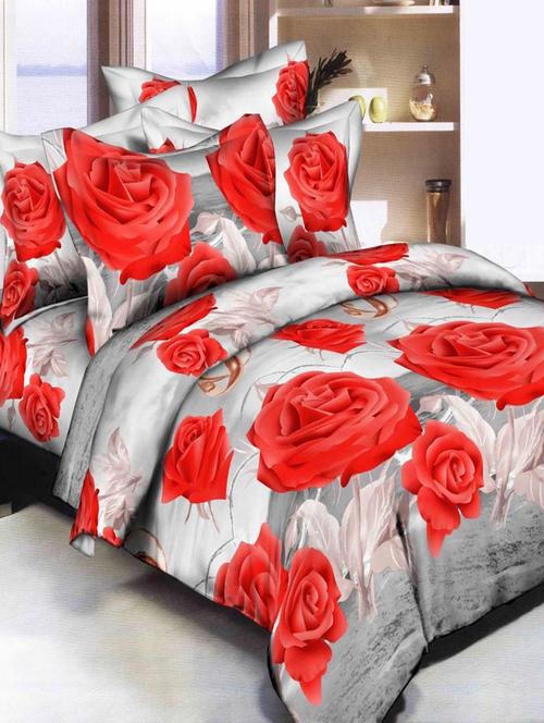Microfibre Printed Double Bedsheet with 2 Pillow Covers - 14539687 - Very Small Image - 1