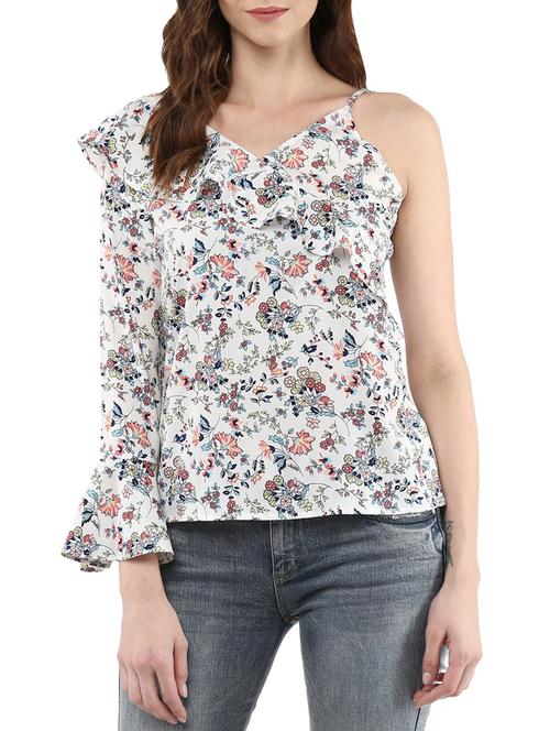 floral ruffle single sleeved top - 14539696 - Very Small Image - 1