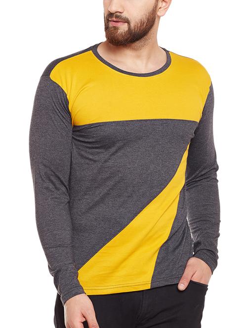 grey cotton color block t-shirt - 14539709 - Standard Image - 1