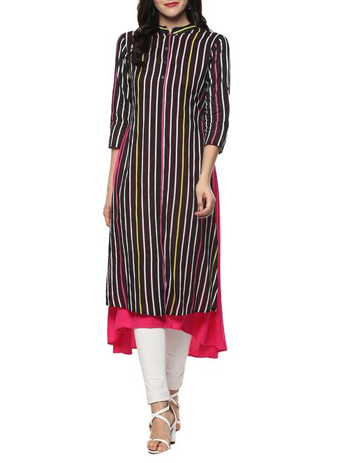 multicolored rayon layered kurta - 14539724 - Very Small Image - 1