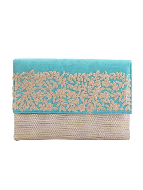 blue silk envelope clutch - 14539752 - Very Small Image - 1