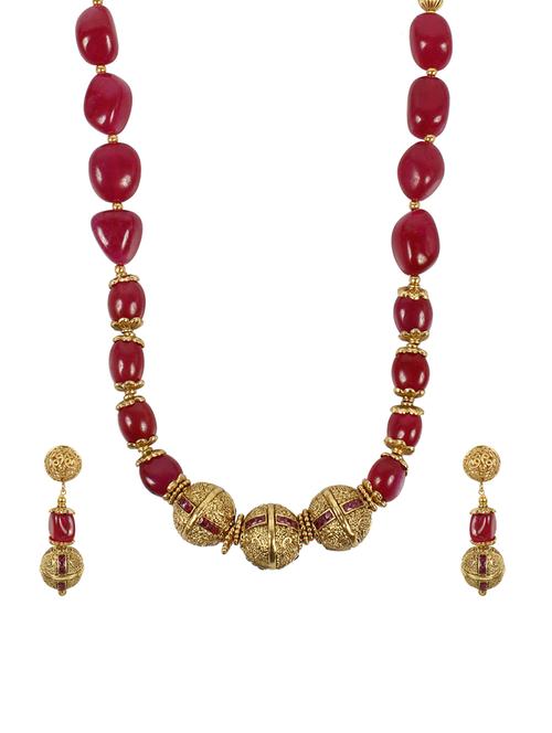 pink metal long necklace - 14539780 - Very Small Image - 1