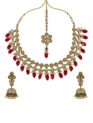 pink metal bridal necklace - 14539781 - Very Small Image - 1
