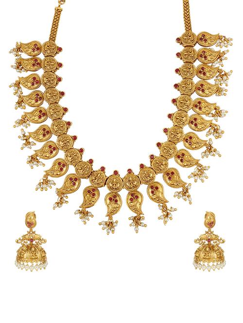 Pink Gold Tone Necklace & Earrings Set - 14539794 - Standard Image - 1