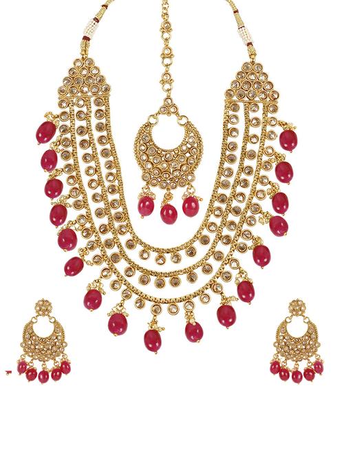 pink metal bridal necklace - 14539800 - Very Small Image - 1