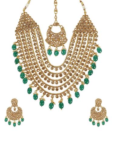 green metal bridal necklace - 14539802 - Very Small Image - 1