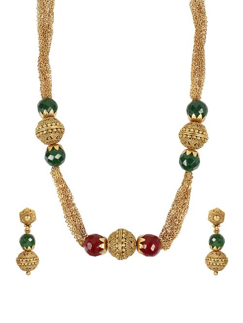 Gold Tone Necklace & Earrings Set - 14539816 - Standard Image - 1