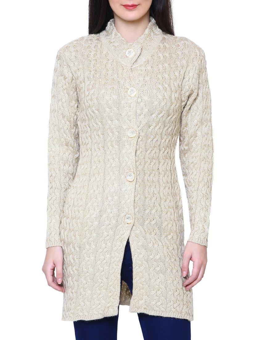 beige woolen coatigan - 14539940 - Zoom Image - 1