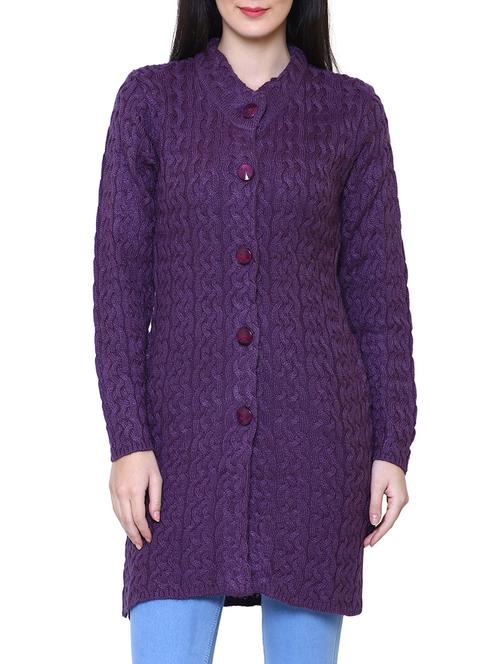 purple woolen coatigan - 14539941 - Standard Image - 1