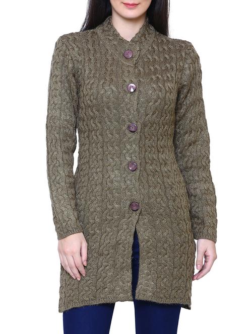 beige woolen coatigan - 14539943 - Standard Image - 1