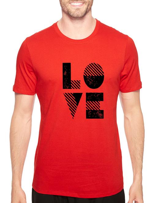 red cotton chest print tshirt - 14539972 - Standard Image - 1
