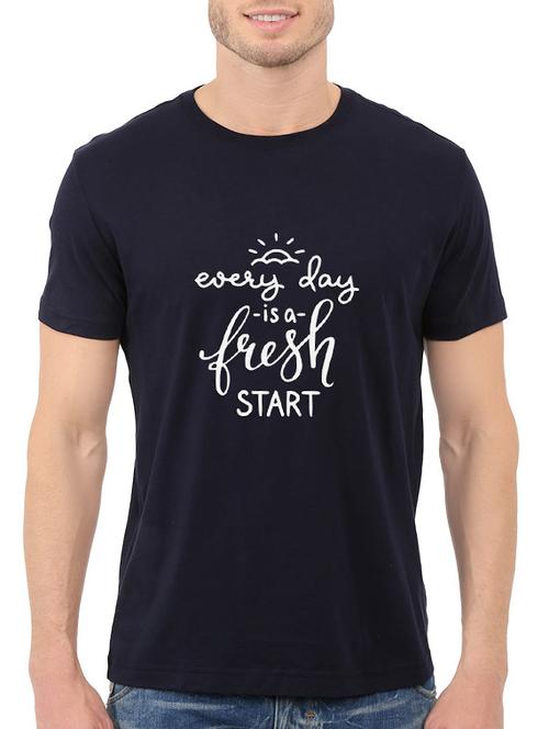navy blue cotton chest print tshirt - 14539990 - Standard Image - 1