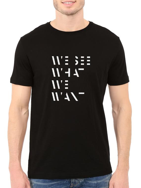 black cotton chest print tshirt - 14539997 - Zoom Image - 1