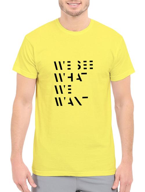 yellow cotton chest print tshirt - 14540005 - Standard Image - 1