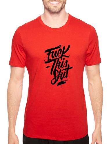 red cotton chest print tshirt - 14540012 - Very Small Image - 1