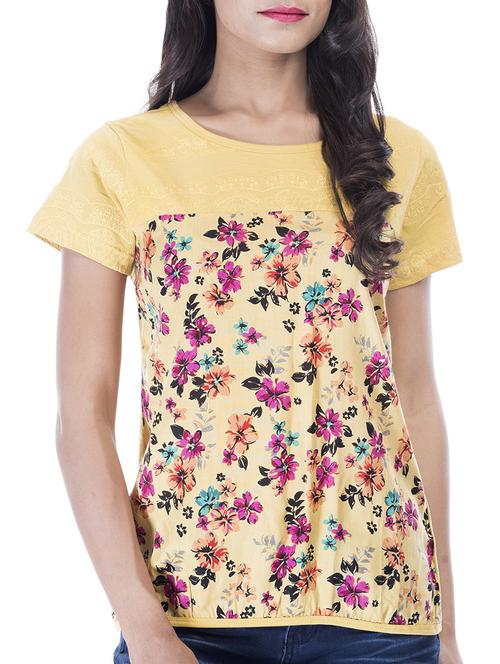 Amadore yellow rayon printed top - 14540019 - Standard Image - 1