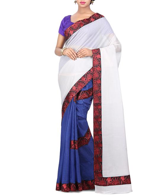 blue half and half saree with blouse - 14540316 - Very Small Image - 1