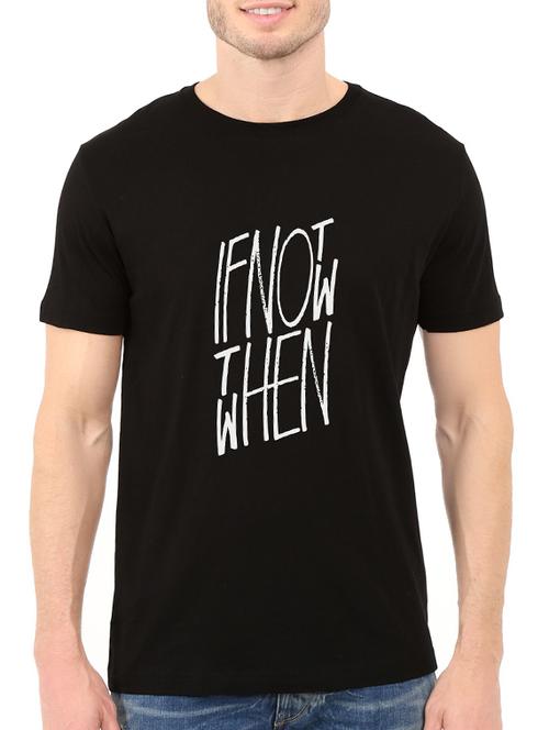 black cotton chest print tshirt - 14540340 - Standard Image - 1