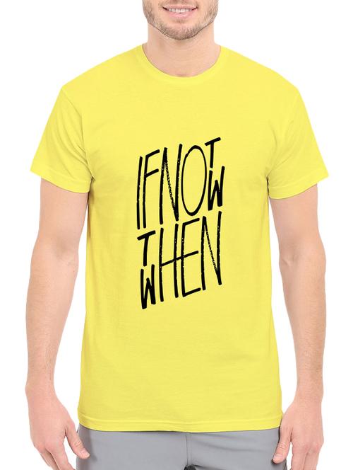 yellow cotton front print t-shirt - 14540348 - Standard Image - 1