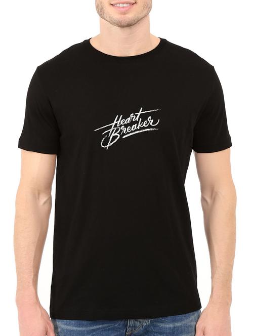 black cotton chest print tshirt - 14540360 - Standard Image - 1
