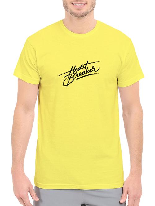yellow cotton chest print tshirt - 14540368 - Standard Image - 1