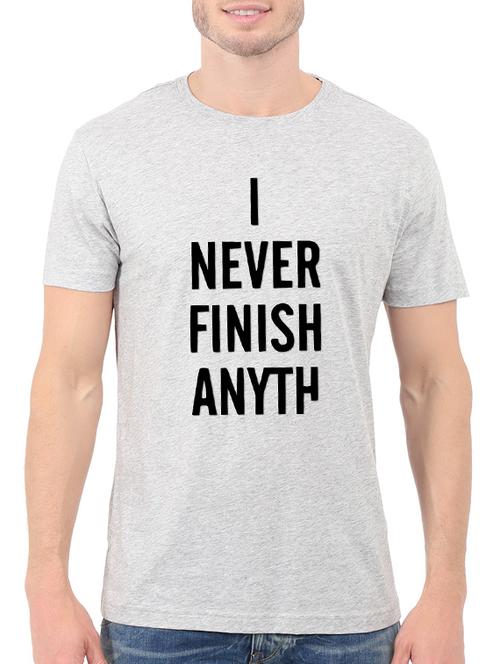 grey cotton front print t-shirt - 14540379 - Standard Image - 1