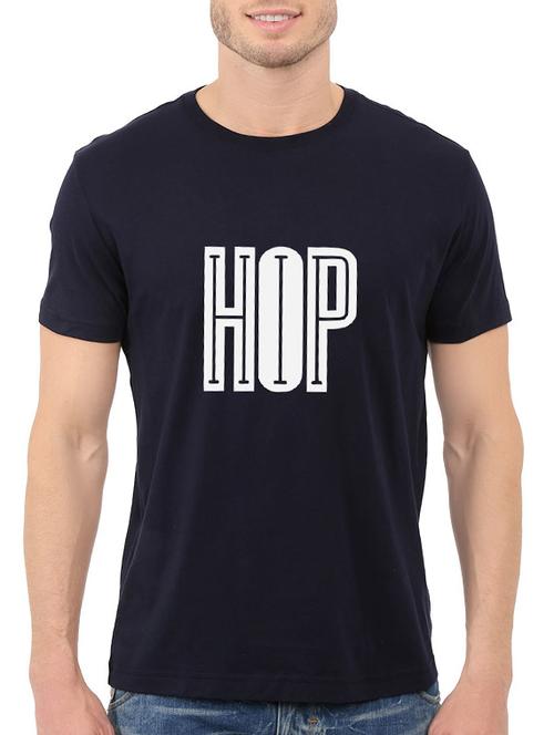 navy blue cotton chest print tshirt - 14540383 - Standard Image - 1