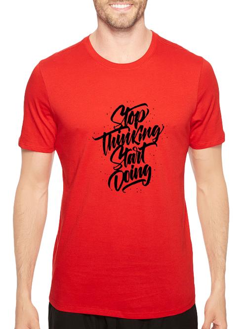 red cotton chest print tshirt - 14540399 - Standard Image - 1