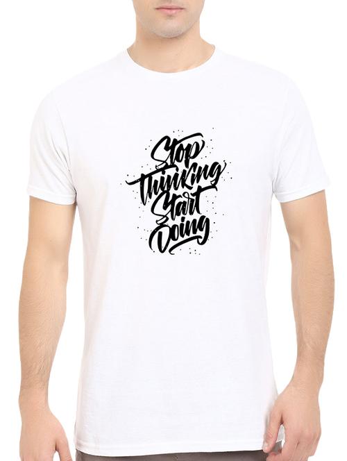 white cotton chest print tshirt - 14540401 - Standard Image - 1