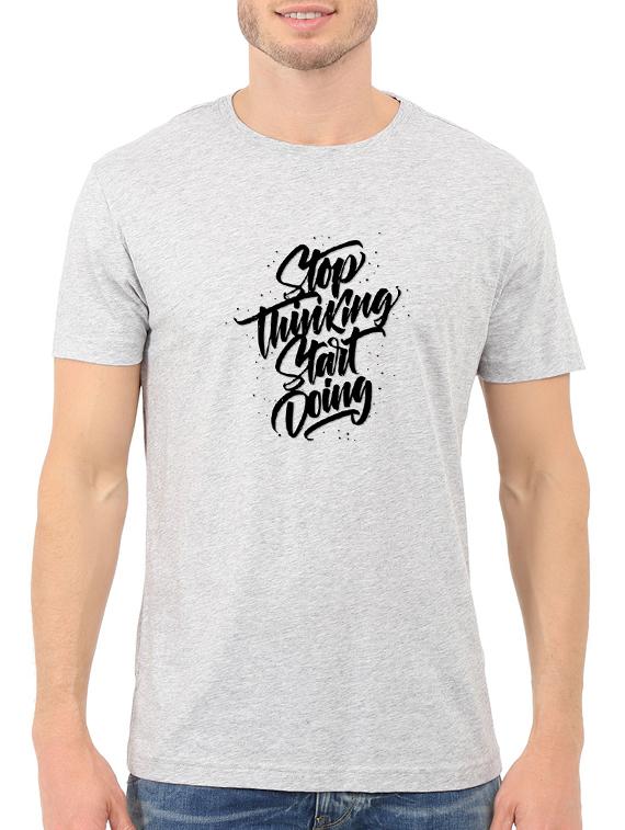 grey cotton chest print tshirt - 14540403 - Zoom Image - 1
